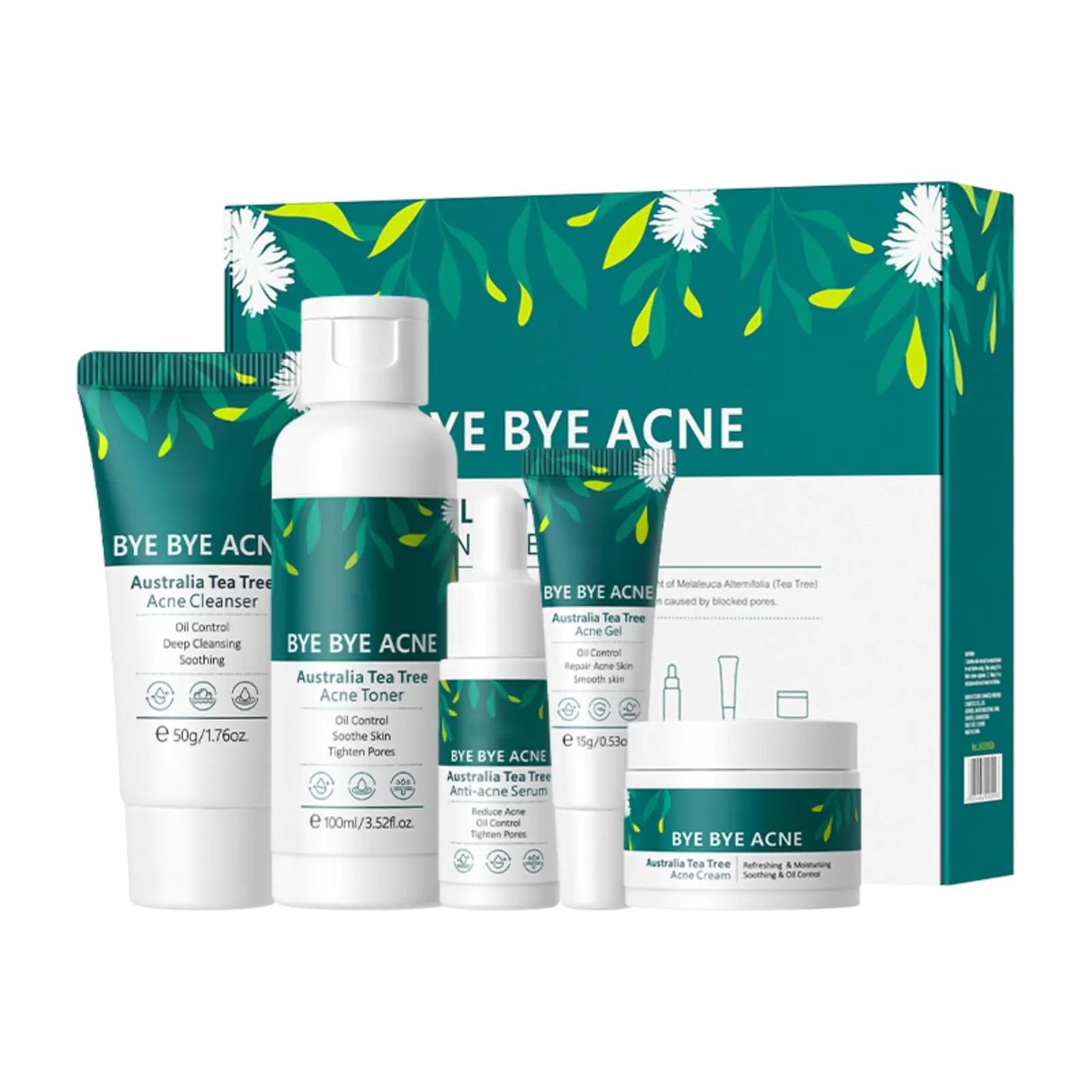 Skin Care SetAcne Treatment for Face Skin Care Sets & KitsTea Tree Essential Oil Facial Skincare Gift Set with CleanserTonerSerumGel Acne Treatment Kit Cream Skin Care for Teens 10-12 Girls Boys