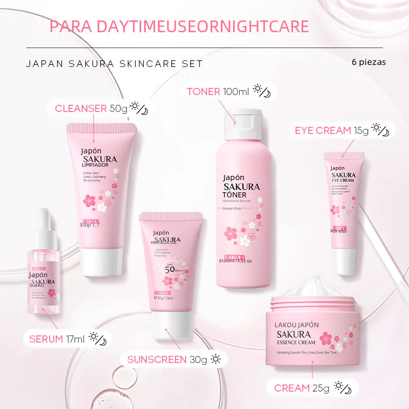 LAIKOU Cherry Blossom Skincare Set - 6 Pieces